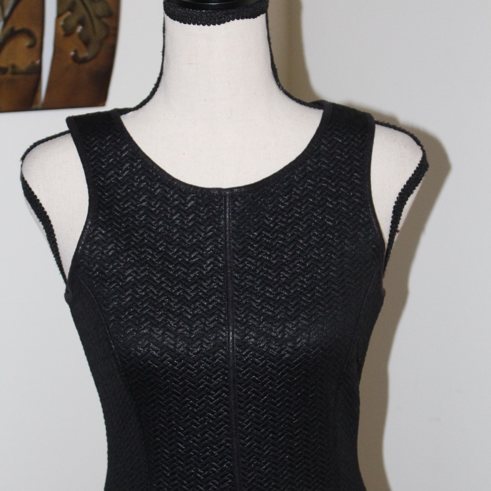 Monteau, textured mini black dress ....